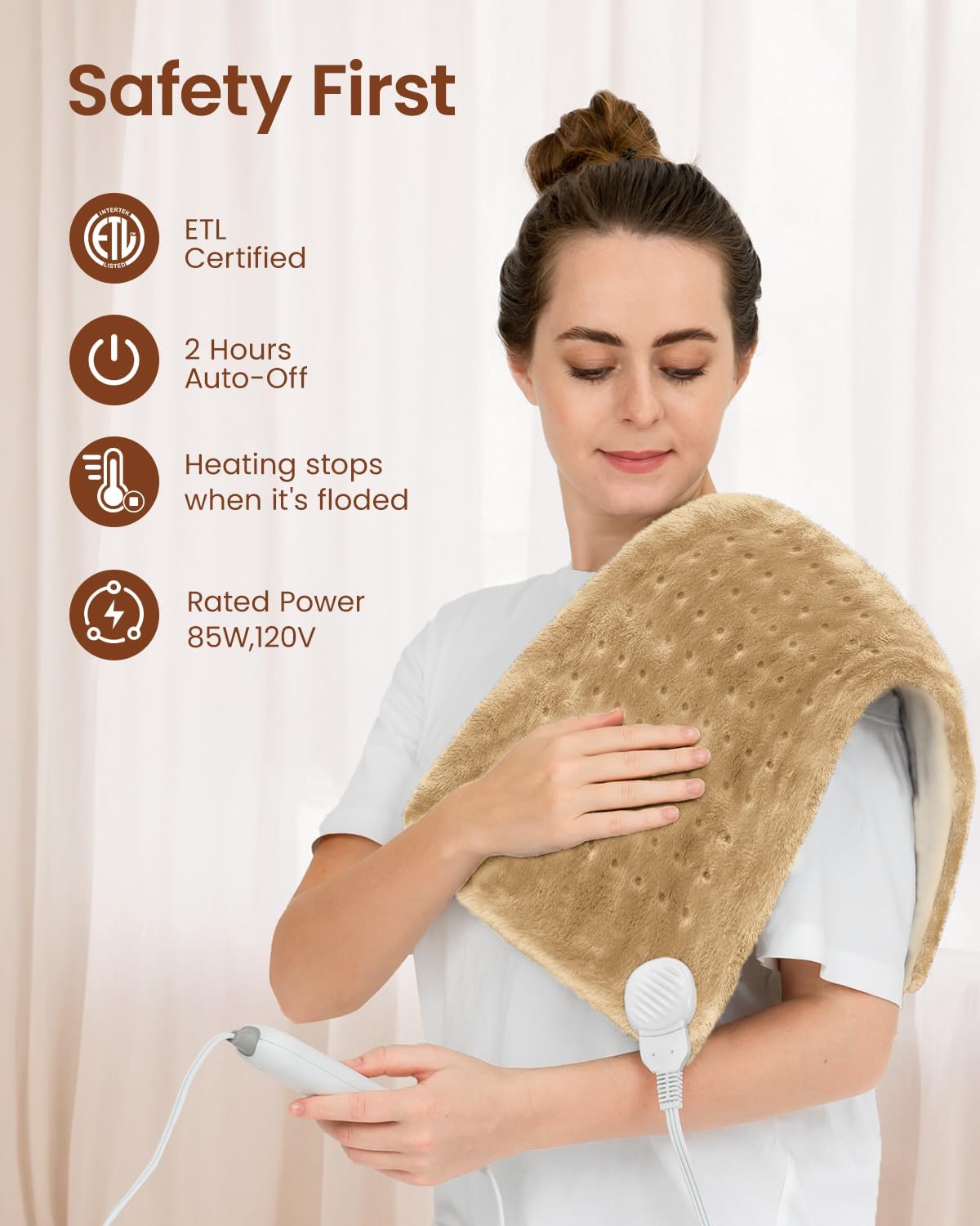 RENPHO Electric Heating Pad for Back with 10 Heat Levels, FSA Eligible HSA | Fit for Neck, Shoulder, Knee, Arm & Leg, Birthday Gift for Women, Men, Mom & Dad, HSA Approved, ETL Certified, 12 x 24", Gray