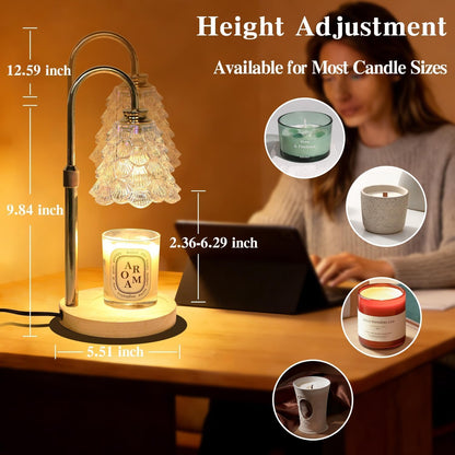 Fragrance Candle Warmer Lamp with 2 Bulbs Electric Candle Warmer with Timer & Dimmer for Home Decor