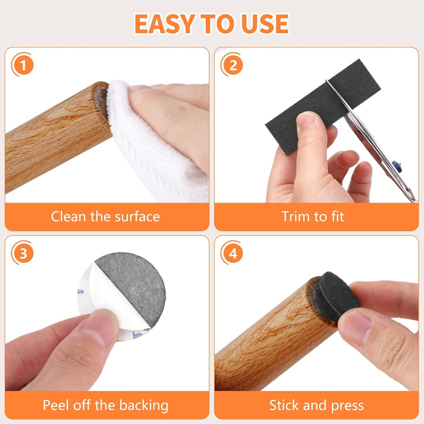 Felt Furniture Pads 300 Pieces, Furniture Pads for Hardwood Floors Black | Self-adhesive felt pads prevent scratches and noise, ideal for chair legs, suitable for hardwood floors and indoor furniture