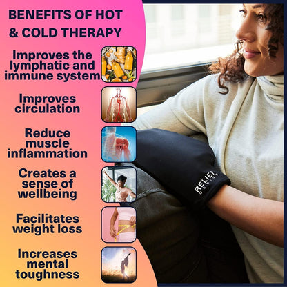 Relief Genius Cold Therapy Socks with Reusable Gel ice Packs - Achieve Relief from Sprains, Muscle Pain, Bruises, Swelling, Edema, Chemotherapy, Arthritis, Post Partum Foot (Black, Large)