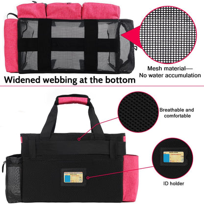 Large Cleaning Caddy Bag Built-in hard plastic sheet Aluminum foil lining | Waterproof nylon, aluminum foil lining, detachable dividers, dual straps for housekeepers