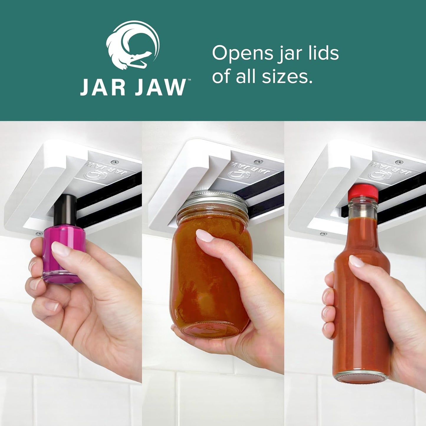Jar Opener | Under Cabinet Jar Opener & Jar Closer for Weak Hands, Seniors, Arthritis, & One-Handed Use | Effortless Grip Jar, Bottle & Lid Opener | Kitchen Gadget Gift | Made in USA