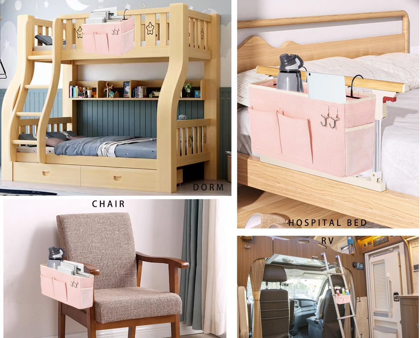Bunk Bed Organizer, Bedside Caddy Hanging Bed Organizer Storage Bag With Pockets, for College Dorm Rooms Bed, Hospital Bed, Baby Bed Rails,Fishing Chair 14.2 * 4.5 * 7.7inch,Flower