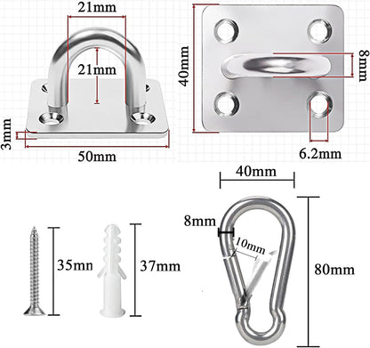 Stainless Steel Tie Out Mounted Wall Hook with Clip for Dog Up to 500lbs | for Small / Medium / Large Dog, Rust-resistant & Corrosion-resistant, Applicable to Concrete/Brick/Wood