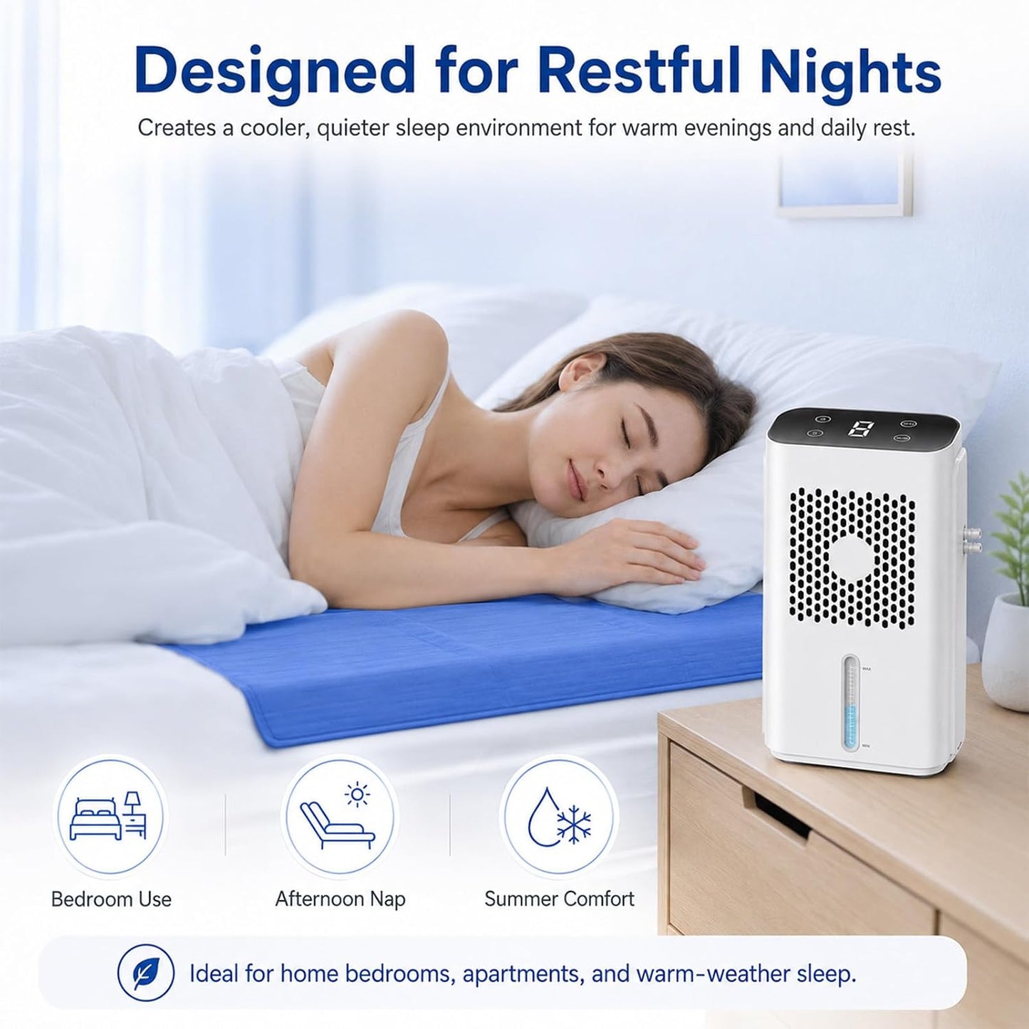 Bed Cooling System with LCD Display & Silent Water Pump Single | Portable Mattress Cooler for Hot Sleepers, Night Sweats Relief, Summer Sleep Optimization for Single/Double Beds