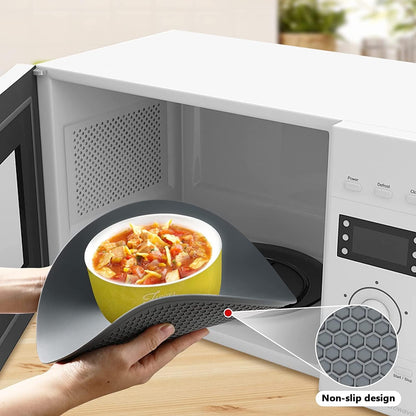 12“ Large Microwave Splatter Cover & Silicone Mat,12 Inchs Vented Collapsible Guard dish Plate lid & Round Kitchen mat for food