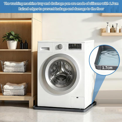 Washing Machine Drain Pan Silicone mat 27"x27" with 0.79" Raised Edges, Leak-Proof Silicone Mat, Non-Slip Waterproof Floor Protector for Washer Dryer (Grey)
