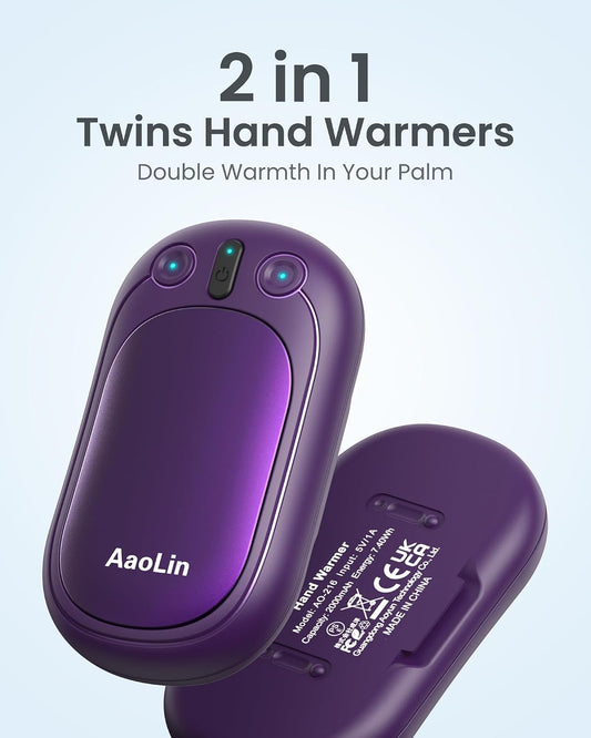 AI Hand Warmers Rechargeable, AaoLin Electric Hand Warmers Reusable, 12Hrs Long Heating, Portable Pocket Handwarmer Great Gift for Outdoors, Camping, Golf, Hunting Gear