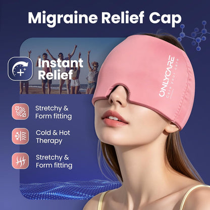 ONLYCARE Migraine Relief Cap, Headache Relief Cold Cap for Migraine Relief | Soothing Headache Ice Face Pack Mask, Cold Compress Head Wrap for Sinus, Tension, Stress, Hangover, Self Care Gifts for Women
