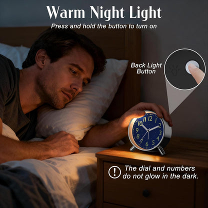 Analog Alarm Clock Night Ligh Battery Operated for Bedroom