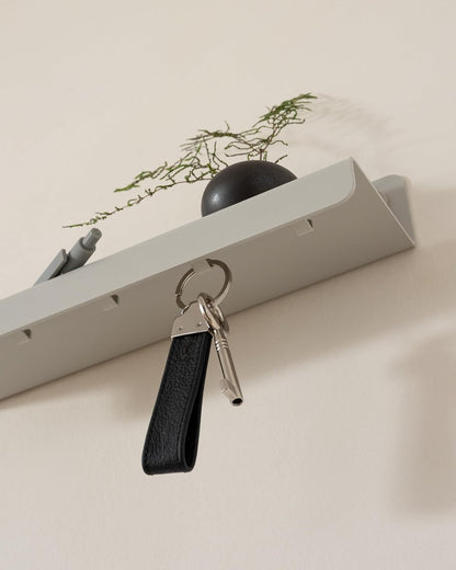 Kazai. Key Holder for Wall 'Holmsen' | Minimalist Key Hooks Design from Berlin | Modern Key Hanger with Metal Shelf | Key Hook Wall Mounted as Hallway Furniture | Sand Taupe