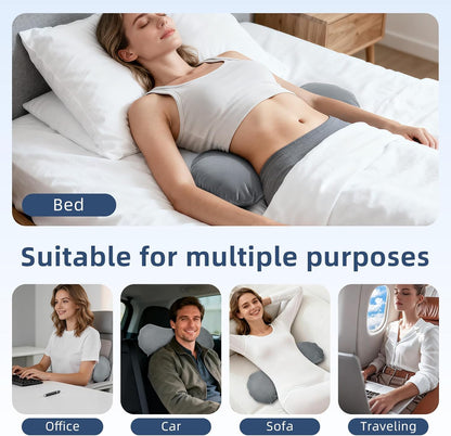 Buckwheat Lumbar Support Pillow for Bed Sitting and Couch Support, Firm Ergonomic Back Pillow for Lower Back Pain Relief, Small Natural Back Support Pillow Recliner Pillow