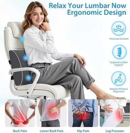SweetSlubr Lumbar Support Pillow for Office Chair,Back Support(Black,Large)