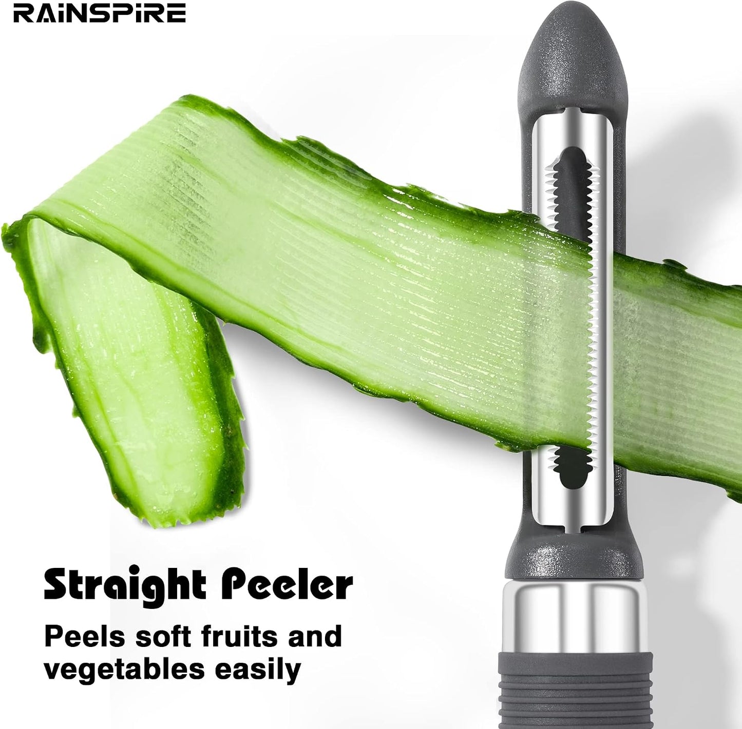 Rainspire 3-Piece Peeler Set, Premium Swivel Vegetable Peeler, Kitchen Gadgets Apple Peeler Potato Peeler Veggie Peeler Fruit Peeler, Dishwasher Safe Kitchen Accessories, Grey