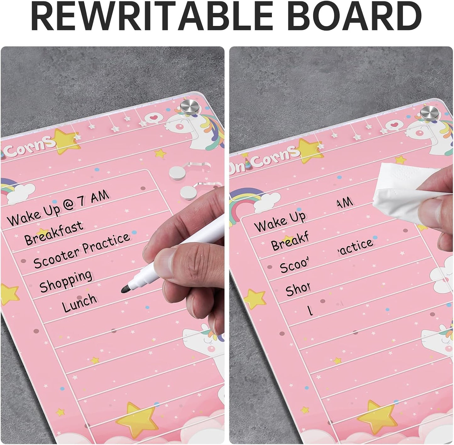 NiHome Chore Chart for Kids & Adults, Magnetic to Do List Board w/Stand | Acrylic Dry Erase Checklist & Routine Task Board, Fits Fridge Or Desk, 10 Sliders, ADHD Tools For Family Home Office School