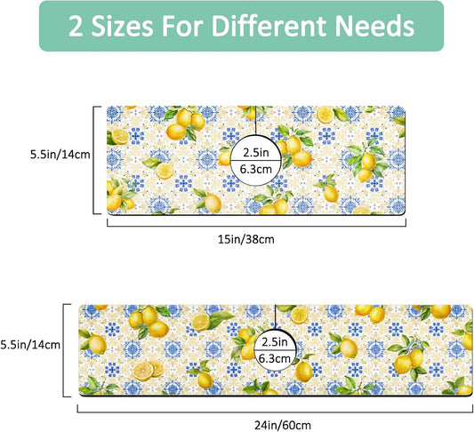Kitchen Sink Splash Guard Faucet Mat 24" X 5.5" Tropical Leavesl Absorbent Fast Drying Mat Faucet Draining Mat Sink Splash Guard Behind Faucet Drip Catcher for Kitchen Bathroom