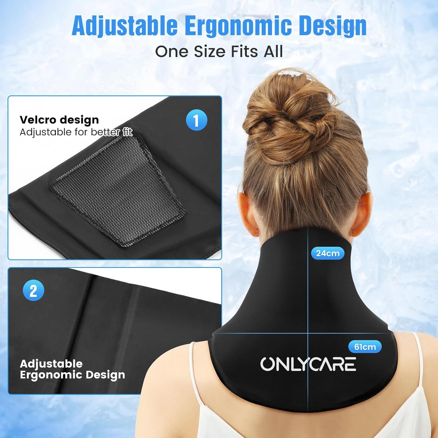 ONLYCARE Neck Ice Pack Wrap Gel - Upgraded Shoulder Ice Packs for Injuries Reusable, Hot and Cold Compress Ice Packs for Neck, Relief of Pain, Office Pressure, Swelling, Sprains