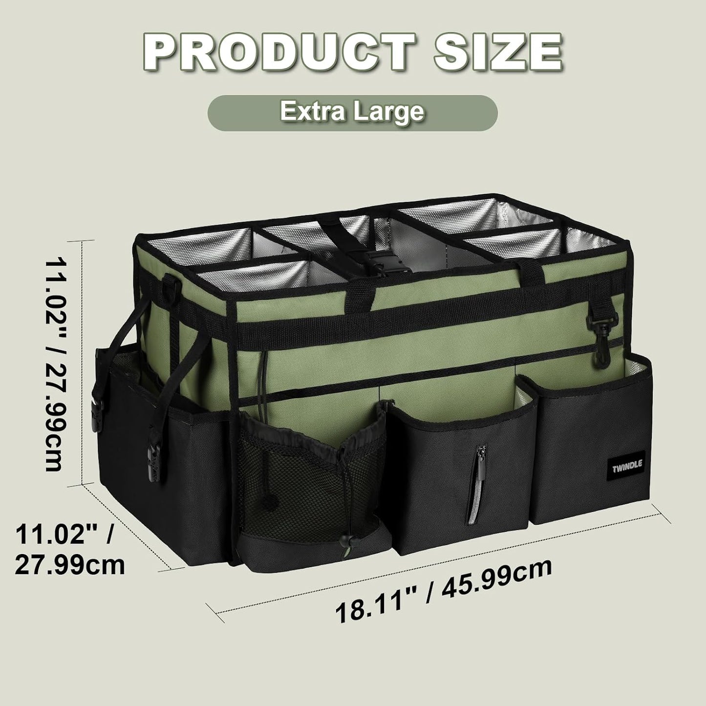 Extra Large Cleaning Caddy Bag with Built-In Support Board, Cleaning Tote Organizer with Removable Divider, Supply Carryall with Adjustable Shoulder Strap and Waist Belt for Cleaners & Housekeeper