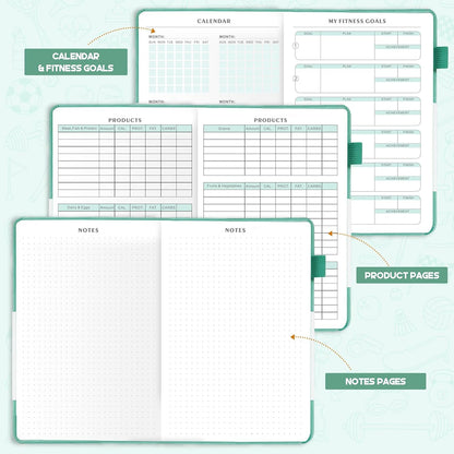 Food Journal & Workout Log Book, 90 Day Fitness Journal Tracker Diary