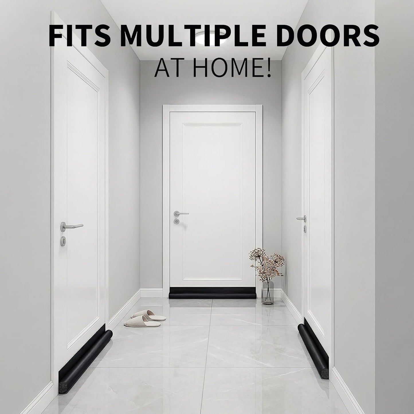 MAXTID Door Draft Stopper 36 Inch Black Adjustable Door Draft Blocker Front Door Draft Guard for Bottom of Doors Weather Stripping Door Seal Strip