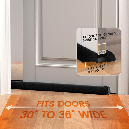 fowong Door Draft Stopper 36" Adjustable Under Door Draft Stopper Soundproofing 30 Inch to 36 Inch Triangle Noise Blocker Seal Large Gap up to 1.7", Easy to Install Grey