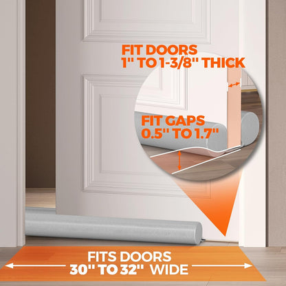 Holikme Under Door Draft Stopper Door Seal Gap Filler Weather Stripping | 36 Inch Soundproofing Noise Blocker Window Breeze Adjustable Draft Blocker for Bottom of Door Stop Light, Air, Dust, Gray
