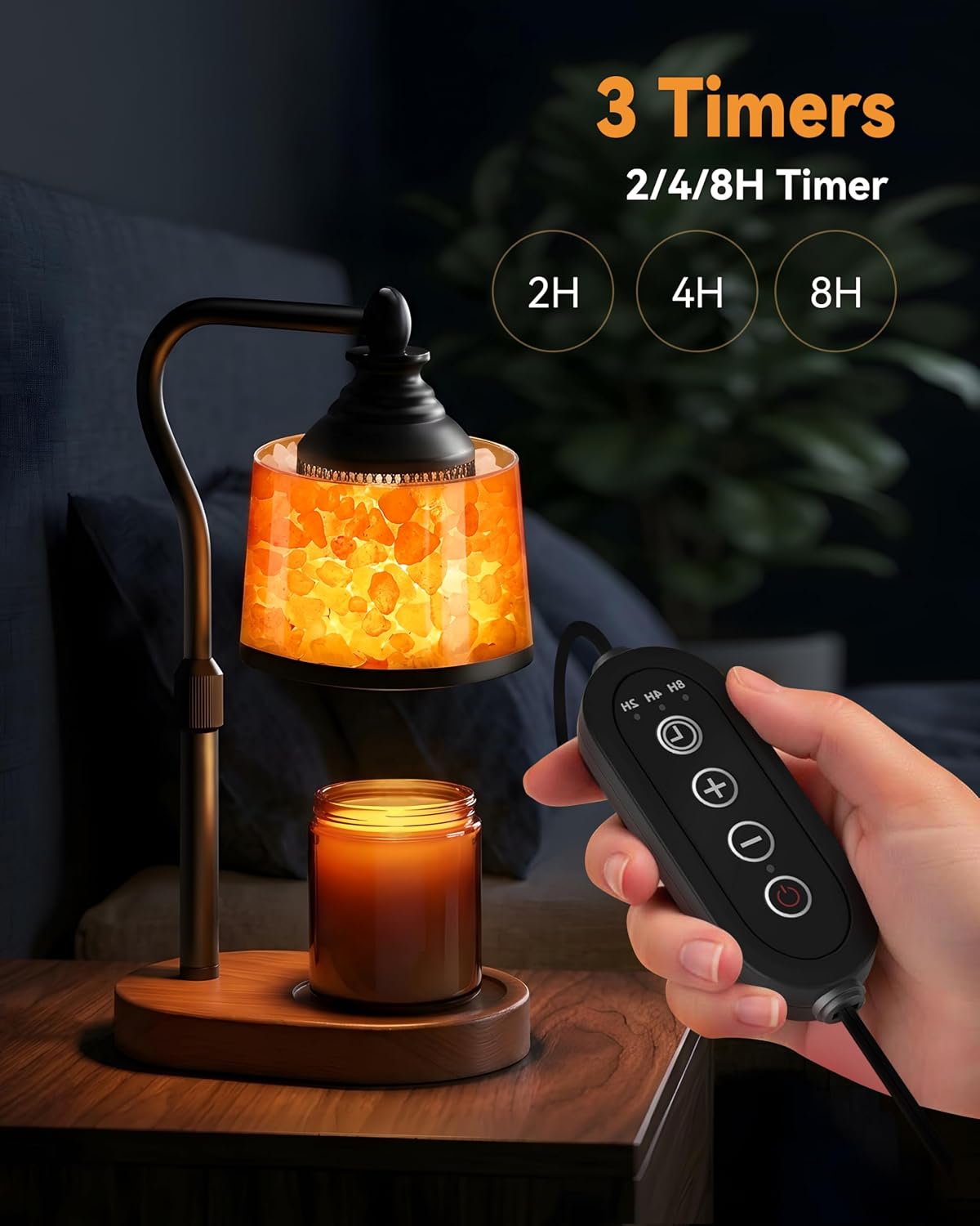 3-in-1 Candle Warmer Lamp with Himalayan Salt & Diffuser