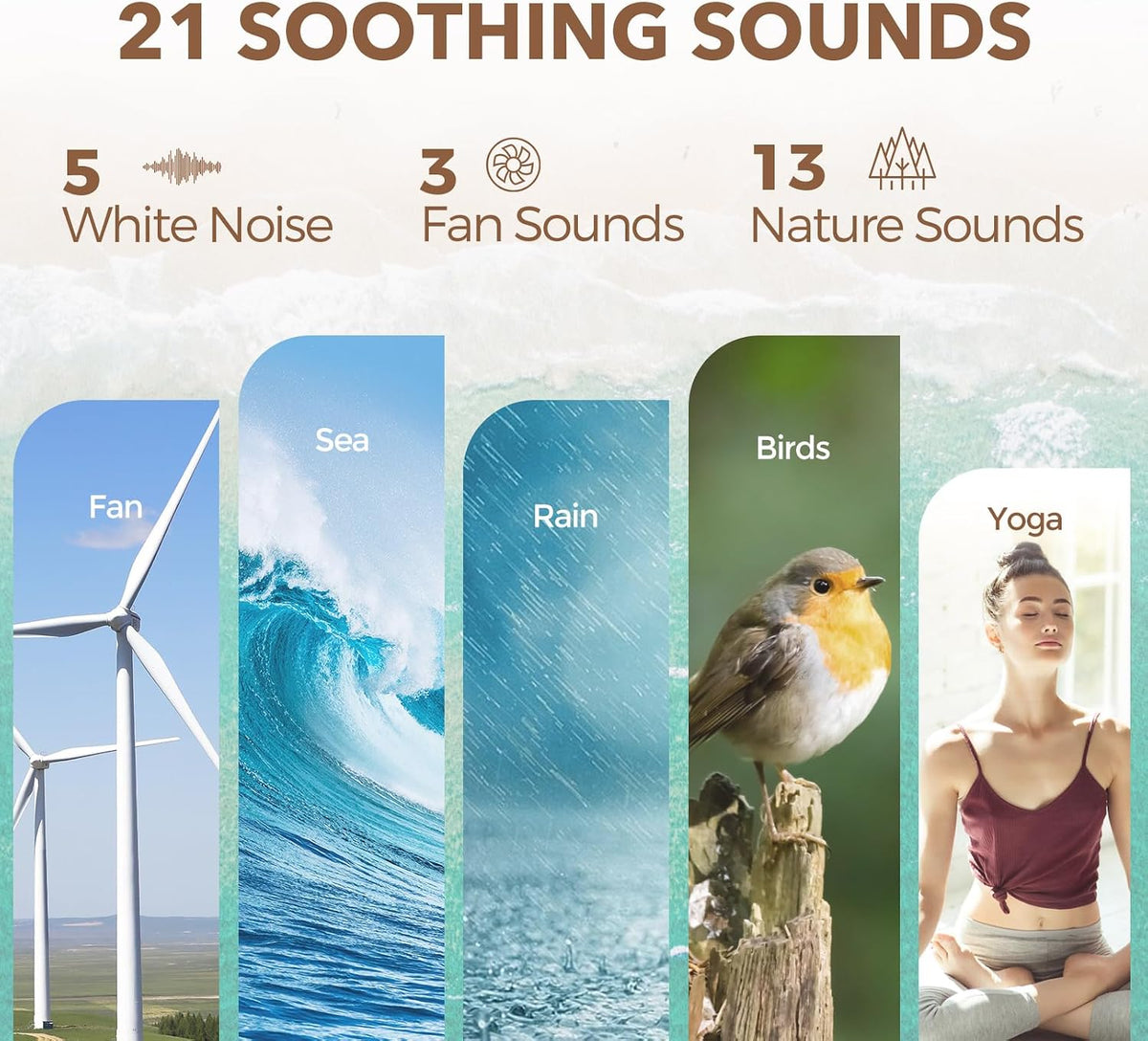 ANJANK White Noise Sound Machine Alarm Clock with Hi-Fi Bluetooth Speaker, 21 Soothing Sounds/7 Night Lights, 0-100% Dimmer/Sleep Timer/Volume Control, Soother for Adults Kids Sleeping, Bedroom, White