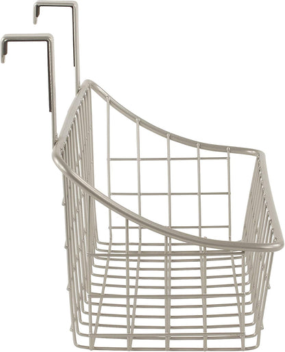 Spectrum Hanging Baskets for Organizing (Large, Satin Nickel) - Grid Over the Cabinet Wire Basket for Kitchen or Bathroom - Door Hanging Storage Organizer for Cleaning Supplies, Washcloths, & Towels