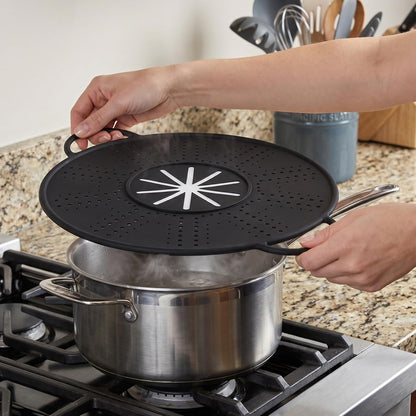 CALLARON Silicone Splatter Screen with Side Handles 13.38 Inch Frying Pan Cover Oil Splash Guard for Frying Pan Cooking Splatter Shield Heat Resistant Kitchen Tool