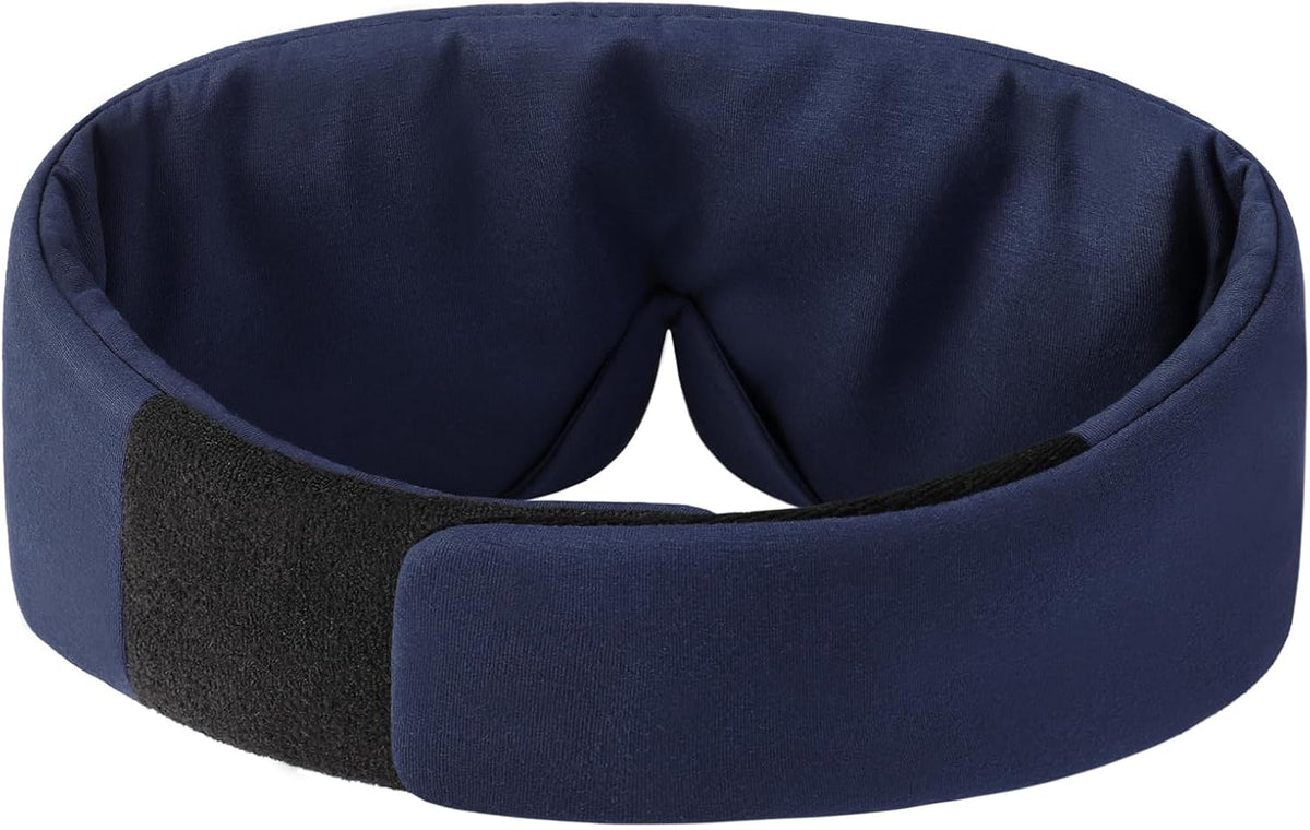 ALASKA BEAR Wraparound Style Organic Cotton Eye Mask with Padded Nose, Big Wide Headband and Large Coverage Ear Muff Sleeping Mask with Bottom Flap for Full Blackout, Dark Grey