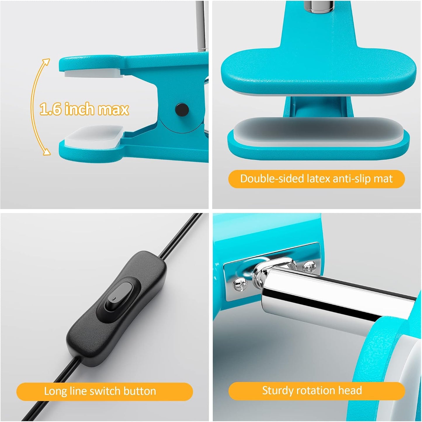 Clamp Light, Super Bright Clip Lamp for Book Reading in Bed Headboard Light, Easy to Attach Illumination Powerful Small Compact Clamp Lamp Black