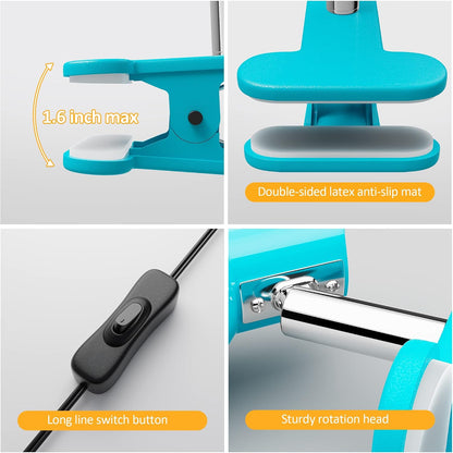 Clamp Light, Super Bright Clip Lamp for Book Reading in Bed Headboard Light, Easy to Attach Illumination Powerful Small Compact Clamp Lamp Black