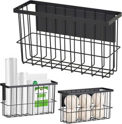 FAMNONE 1-Pack Magnetic Basket for Dryer Balls, Laundry Room Organizer | Metal Dryer Ball Holder, Magnetic Lint Bin, Fridge Basket, Washer Dryer Organizer for Kitchen, Laundry