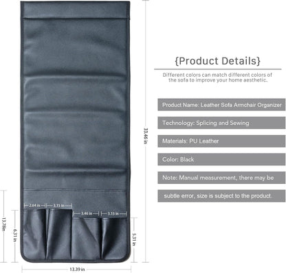 PU Leather Sofa Armrest Organizer, Armchair Magazine Holders, Waterproof Remote Holder for Recliner Couch with 1 Large Pocket, 4 Small Pockets for Magazine, Remote, Phone, Ipad, Books (brown)