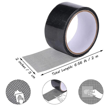 Window Screen Repair Tape Mesh Pacth Tape Strong Adhesive Waterproof 2in x 6.56ft for Windows Door