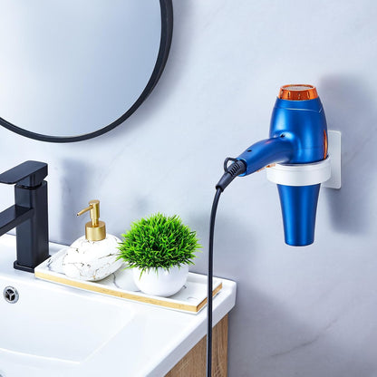 Hair Dryer Holder Wall Mounted, Blow Dryer Holder, Hair Tool Organizer for Hair Dryer Storage Hanger, Adhesive Hairdryer Holder for Bathroom Barber Shop (White)
