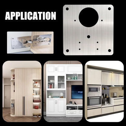 4 Piece Hinge Repair Kit - Cabinet Hinge Repair Plate Stainless Steel Door Hinge Repair Kit for Kitchen Cabinet Hinge Repair Brackets with Mounting Screws and Screwdrivers (4) (4, 3.5"x3.5")