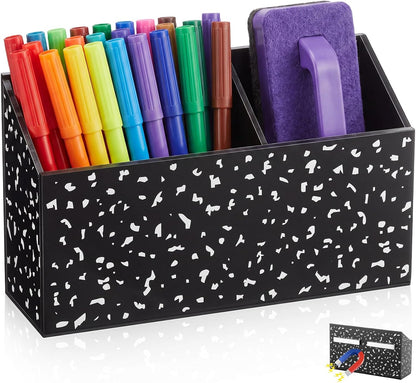 Tenceur Magnetic Dry Erase Marker Holder Acrylic Magnetic Pen Holder Whiteboard Marker Organizer for Whiteboard Fridge Refrigerator Locker Accessories Office Home Pen Storage(Checkered)