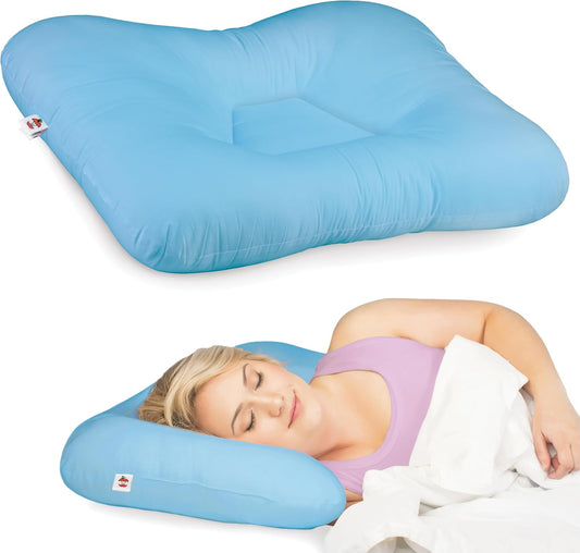 Tri-Core Ergonomic Cervical Pillow Neck Pain Relief Petite WH Firm | Contoured cervical pillow supports spinal alignment for side and back sleepers to promote neck comfort and restful sleep.