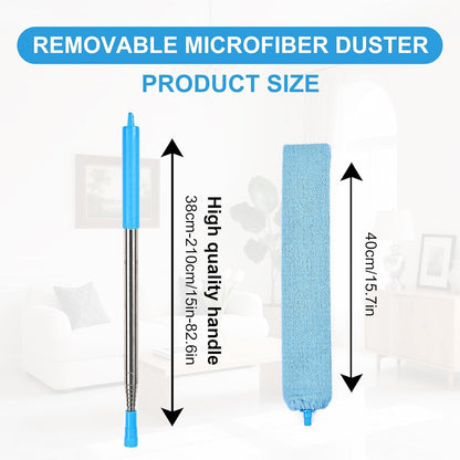 4PCS Microfiber Duster Kit, 3 in 1 Microfiber Dusters Retractable Gap Dust Cleaner and Chenille Duster with 83 inches Extra Long Extension Pole for Cleaning Ceiling Fan, High Ceiling
