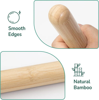 2 PCS Solid Bamboo Massage Stick Sets Warm Bamboo Therapy Massage Tools for Full Body Use at Home/Professional Massage Studio