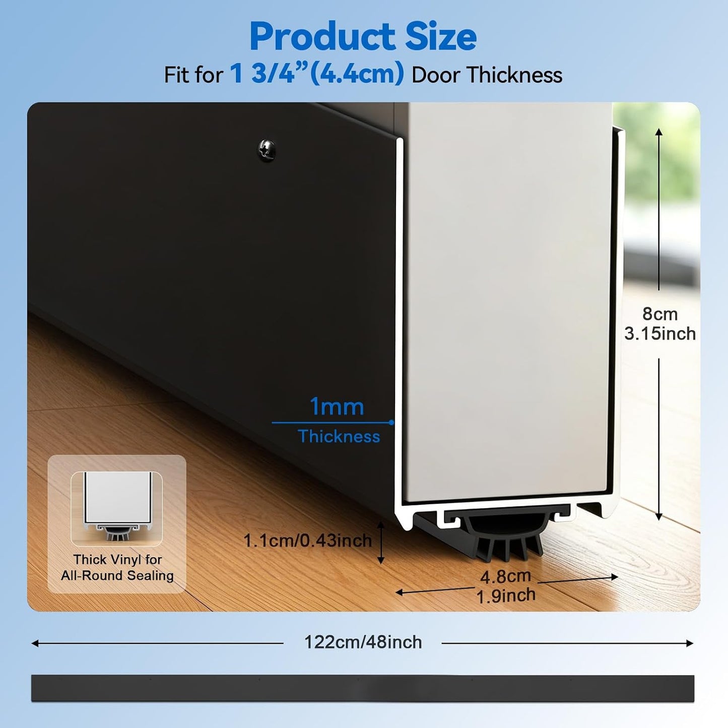 36" Metal Door Sweep with Kick Plate for 1-3/4" Thick Standard Exterior Doors, Aluminum and Vinyl U-Shape Screw-on Draft Stopper for Bottom, Blocks Dust, Insects & Drafts Saves Energy(Black)