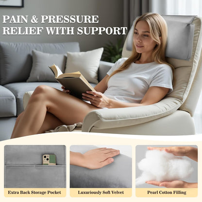 Recliner Headrest Pillow, Adjustable Comfort Neck & Head Support Pillow | Soft Velvet, Weighted Non-Slip Flap, Adjustable Filling, Washable Cover, for Recliners, Sofas, Office Chairs