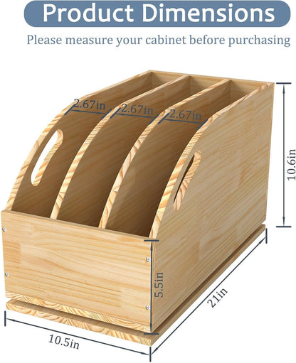 Pull Out Cookie Sheet Organizer for Cabinet, 10.5"W X 21"D X 10.6"H | Wooden, Cutting Board Organizer Rack, Vertical Tray Dividers, For Storage Pans, Baking Tray