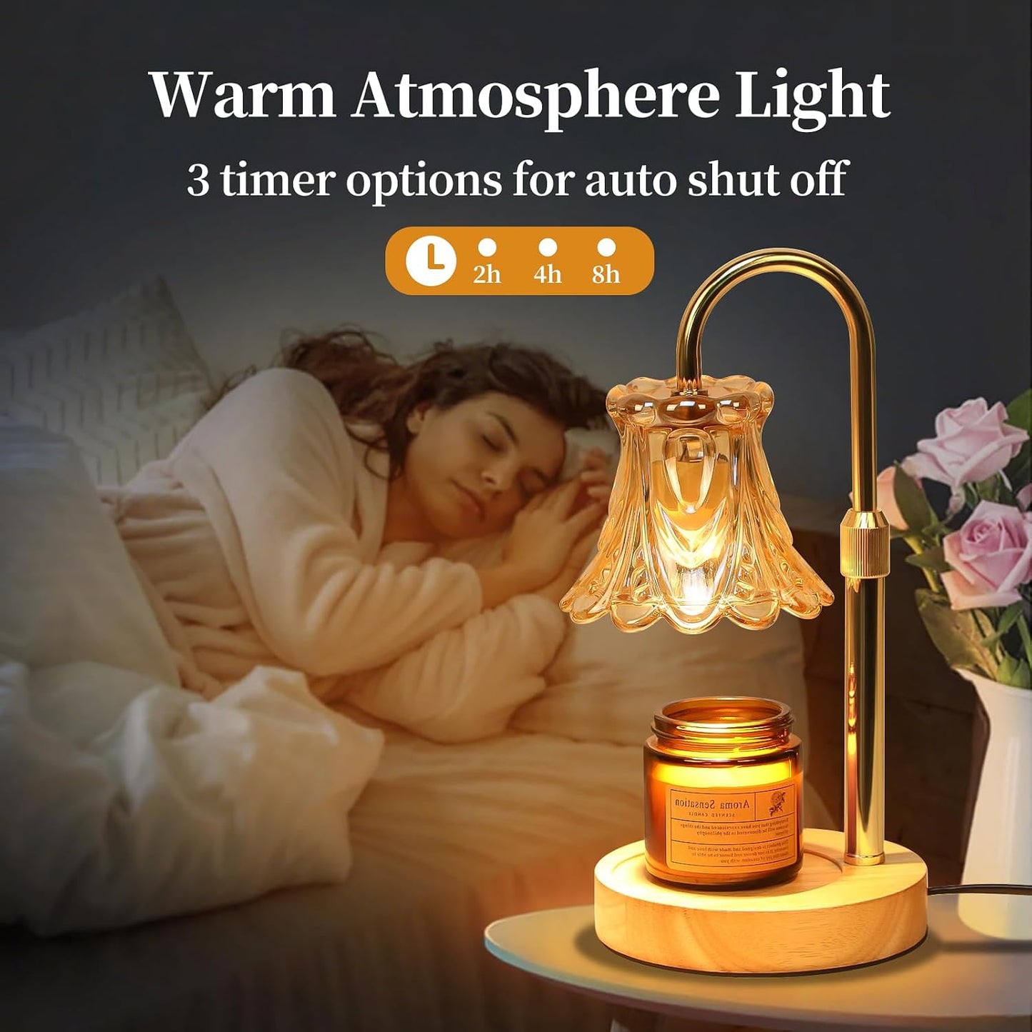 Fragrance Candle Warmer Lamp with 2 Bulbs Electric Candle Warmer with Timer & Dimmer for Home Decor