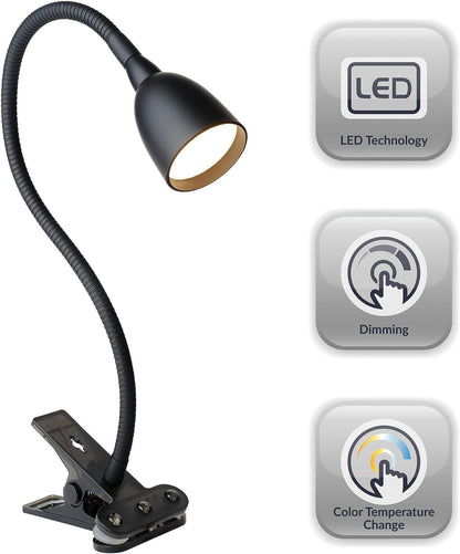 Newhouse Lighting NHCLP-LED-BLU Blue Metal Flexible Clamp-Style LED Goose Neck Desk Lamp in 3000K Warm White Color Temperature with Power Adapter and 6 ft. Power Cord