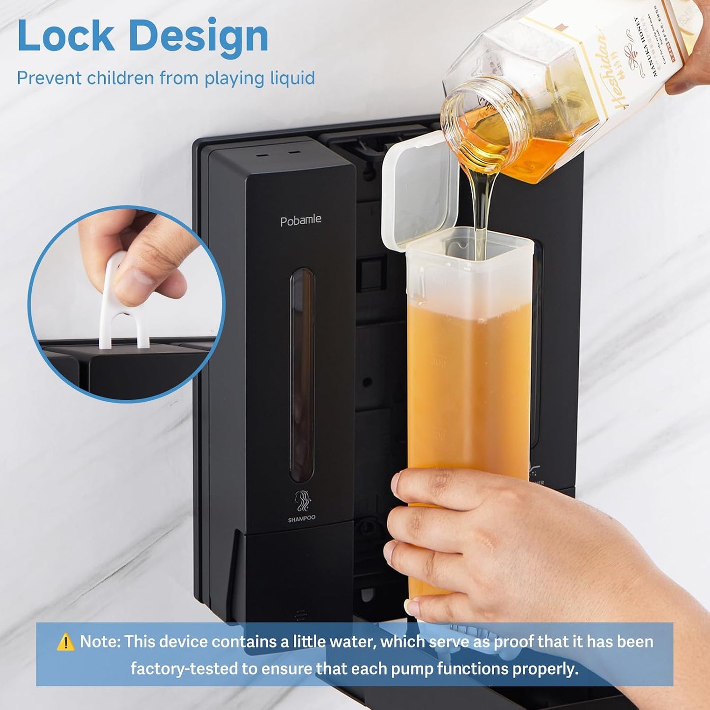Shampoo and Conditioner Dispenser - Shower Soap Dispenser Wall Mounted No Drill - Shampoo Conditioner Body Wash Dispenser 3 Chamber - Easy Install for Bathroom Hotel Black 1200ml