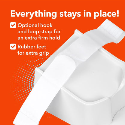 IMPRESA Laundry Detergent Stand - 2-Pack, White Drip Catcher & Liner, Laundry Detergent Storage - Hook & Loop Strap & Secure Grip Feet, Room Organization