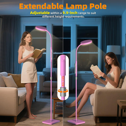 PACOVY Floor Lamp, Adjustable Height Floor Lamps for Living Room Bedroom, 120 LED Super Bright Standing Lamp Remote & Touch Control Dimmable Gooseneck Tall Stand Reading Lamp for Office Craft, Black